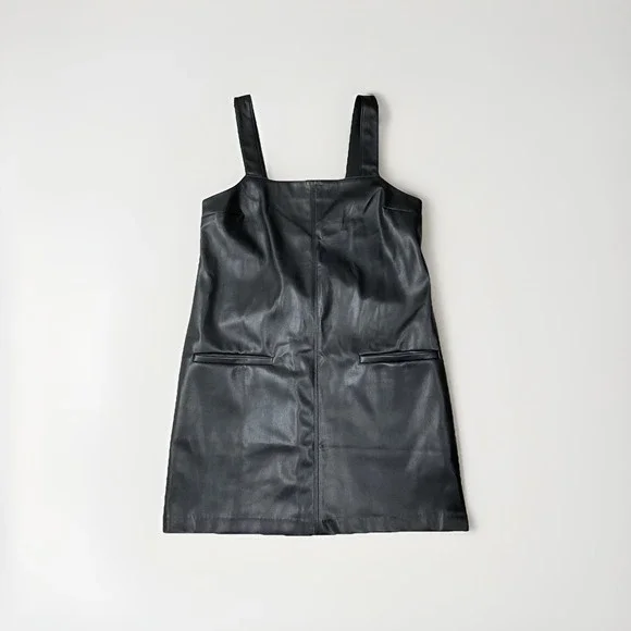 Abercrombie & Fitch Black Faux Leather Sleeveless Mini Dress Size Medium - Picture 1 of 8
